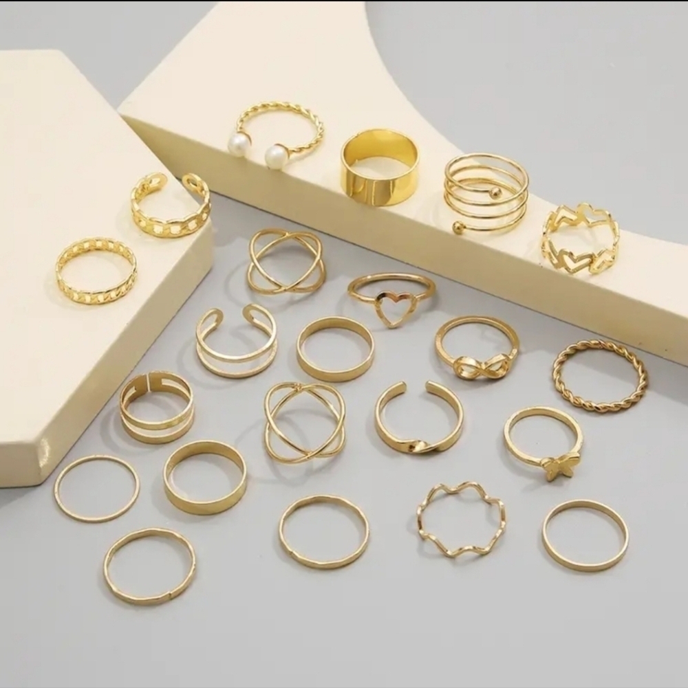 22 Piece Simple Love Butterfly Pattern Knuckle Ring Set